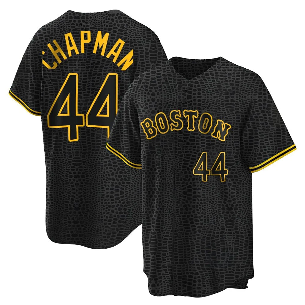 tocy B.Red Sox #44 Aroldis Chapman Player Black Snake Skin City Home Game Stitched Jerseys