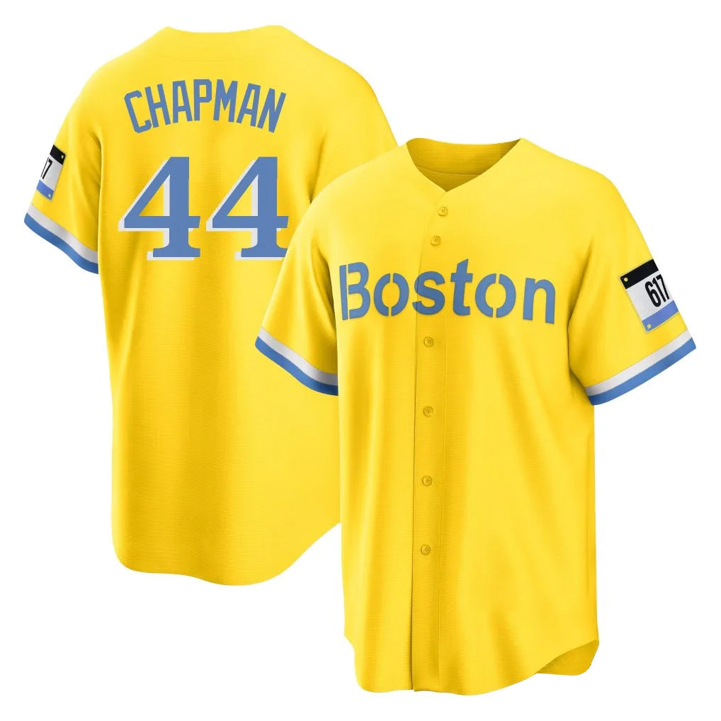 tocy B.Red Sox #44 Aroldis Chapman Player Yellow Home Game Stitched Jerseys