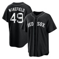 tocy B.Red Sox #49 Tim Wakefield Player Black Home Game Stitched Jerseys