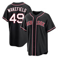 tocy B.Red Sox #49 Tim Wakefield Player Black Out Home Game Stitched Jerseys