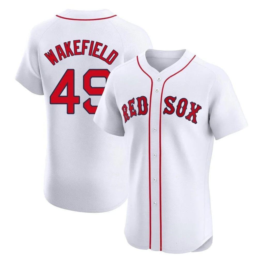 tocy B.Red Sox #49 Tim Wakefield Player White Limited Elite Home Game Stitched Jerseys