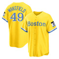 tocy B.Red Sox #49 Tim Wakefield Player Yellow Home Game Stitched Jerseys