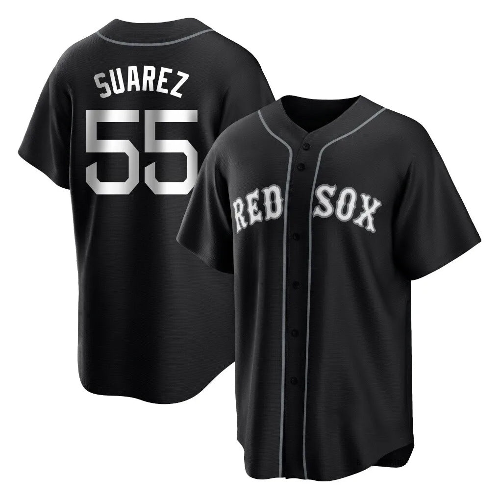tocy B.Red Sox #55 Ranger Su¡§¡érez Player Black Home Game Stitched Jerseys