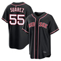 tocy B.Red Sox #55 Ranger Su¡§¡érez Player Black Out Home Game Stitched Jerseys