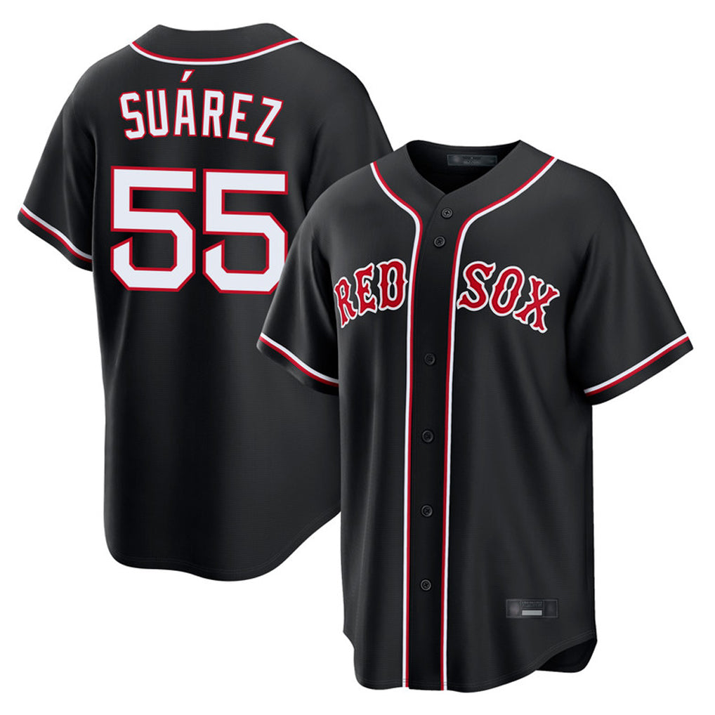 tocy B.Red Sox #55 Ranger Su¡§¡érez Player Black Out Home Game Stitched Jerseys