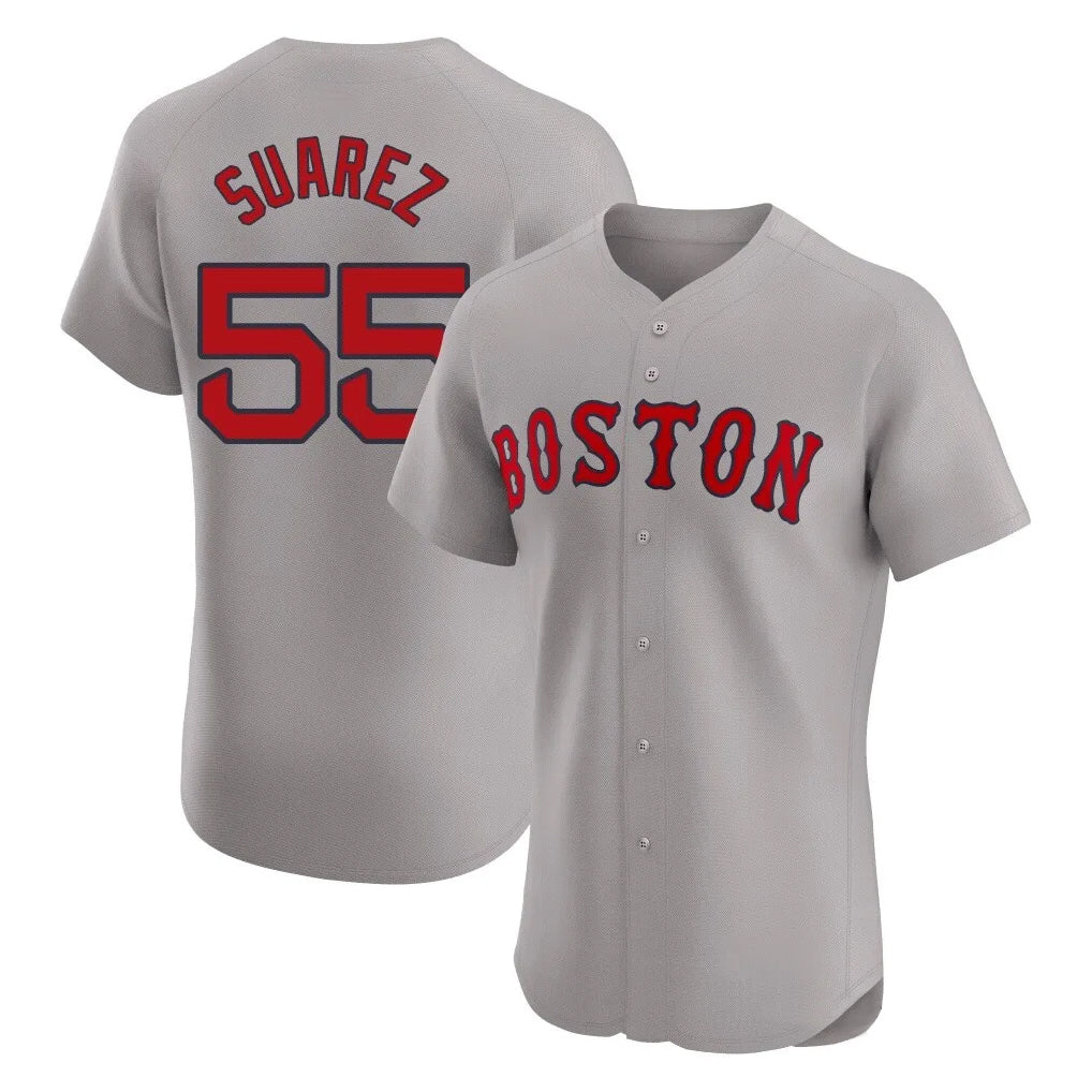 tocy B.Red Sox #55 Ranger Su¡§¡érez Player Gray Road Limited Elite Home Game Stitched Jerseys