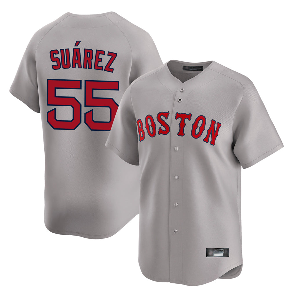 tocy B.Red Sox #55 Ranger Su¡§¡érez Player Gray Road Limited Home Game Stitched Jerseys