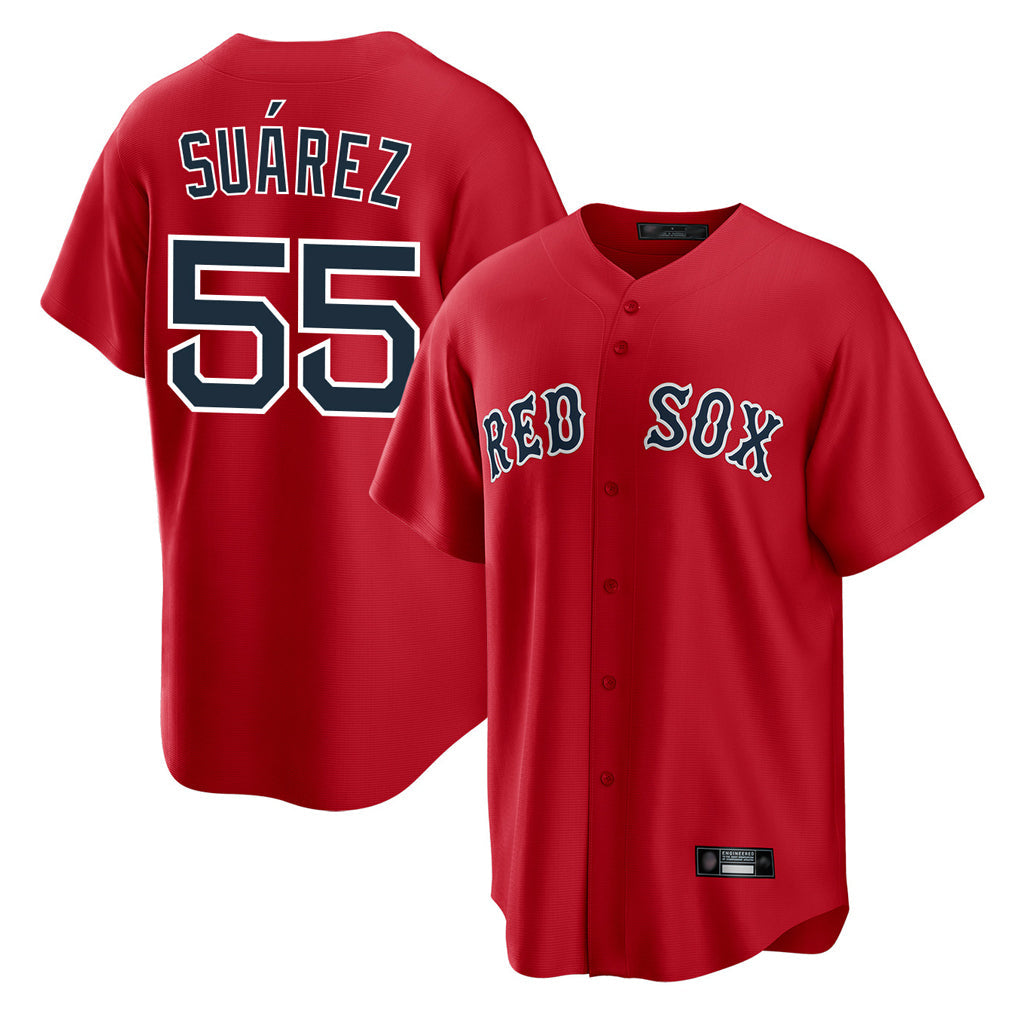 tocy B.Red Sox #55 Ranger Su¡§¡érez Player Red Home Game Stitched Jerseys