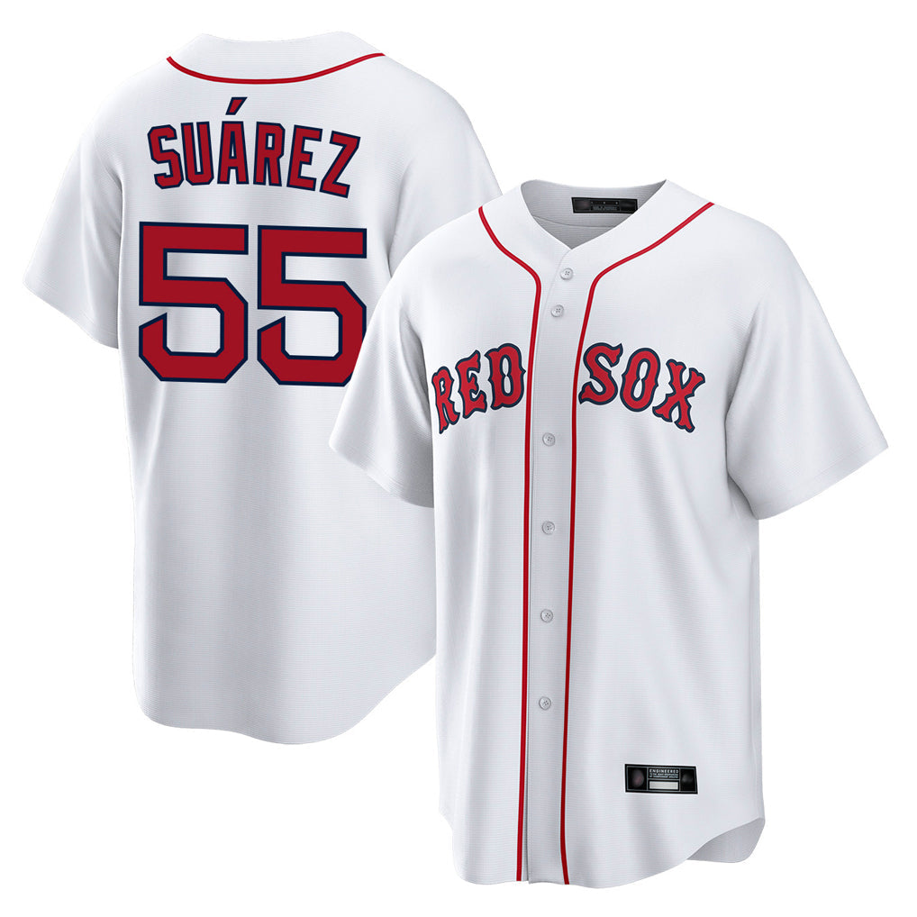 tocy B.Red Sox #55 Ranger Su¡§¡érez Player White Home Game Stitched Jerseys