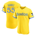 tocy B.Red Sox #55 Ranger Su¡§¡érez Player Yellow Limited Elite Home Game Stitched Jerseys