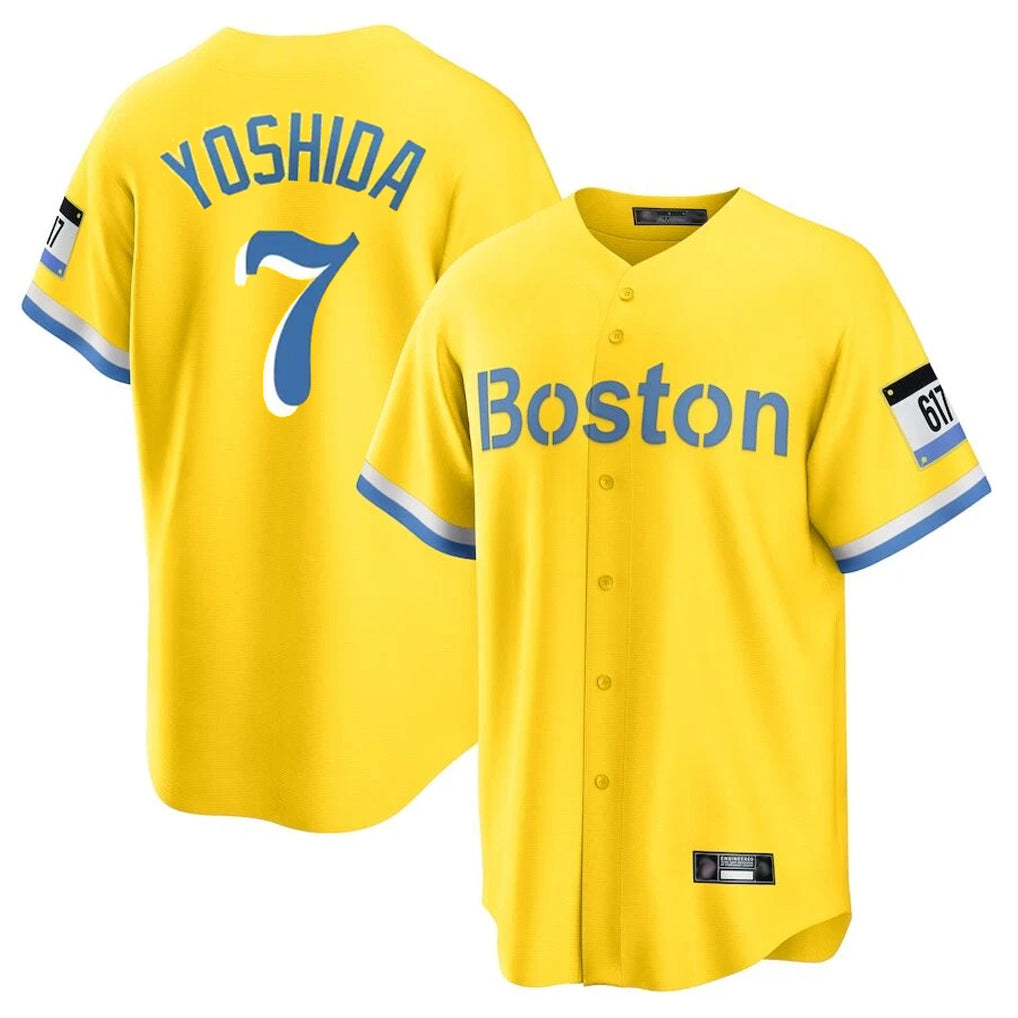 tocy B.Red Sox #7 Masataka Yoshida Player Yellow Home Game Stitched Jersey
