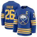 Tocy B.Sabres #26 Rasmus Dahlin Royal Premium with Captain's Patch Stitched Jerseys