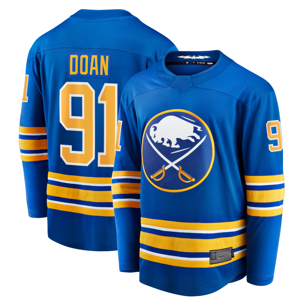 Tocy B.Sabres #91 Josh Doan Royal Home Premier Breakaway Player Stitched Jerseys