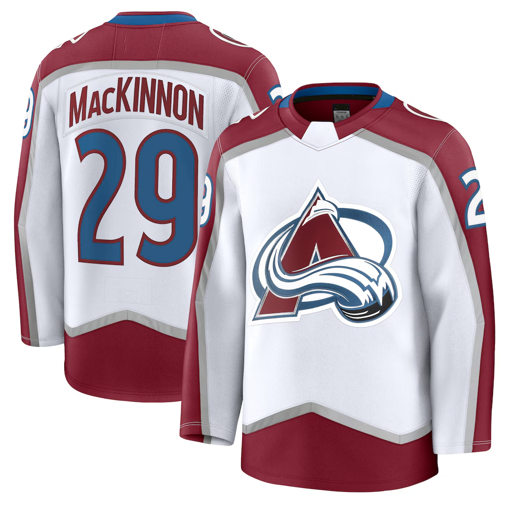 Tocy C.Avalanche #29 Nathan MacKinnon White Away Premium Jerseys