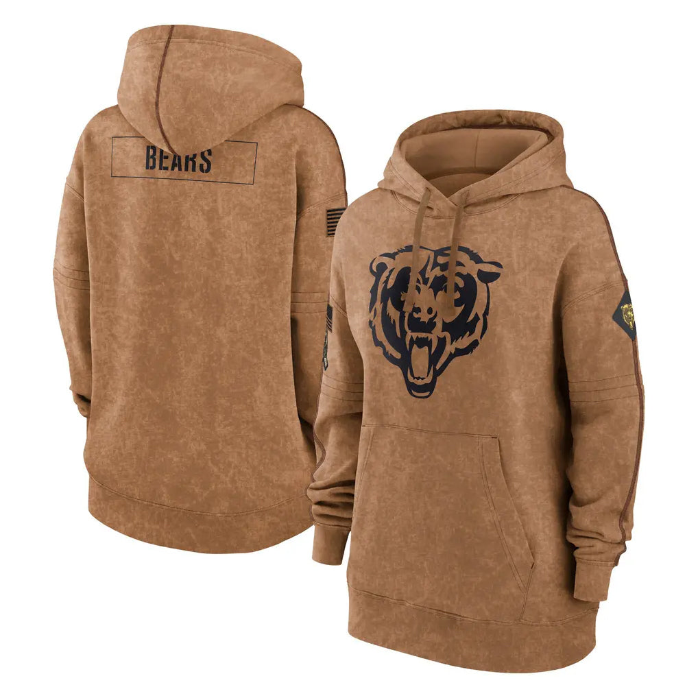 tocy C.Bears Brown Salute to Service Pullover Hoodies Limited Blank Player Stitched Jerseys