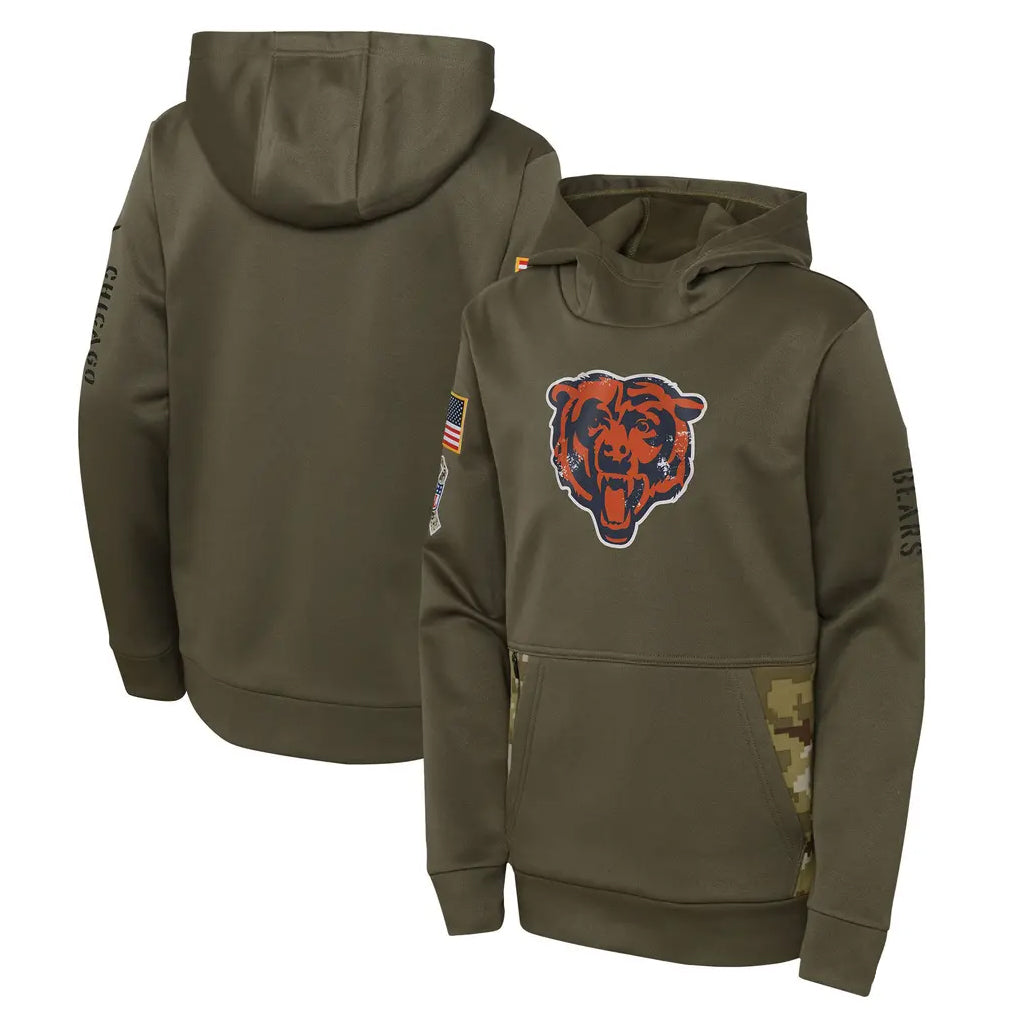 tocy C.Bears Olive Salute to Service Pullover Hoodies Limited Blank Player Stitched Jerseys