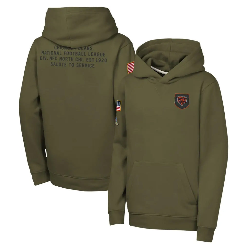 tocy C.Bears Olive Salute to Service Pullover Hoodies Limited Game Blank Player Stitched Jerseys