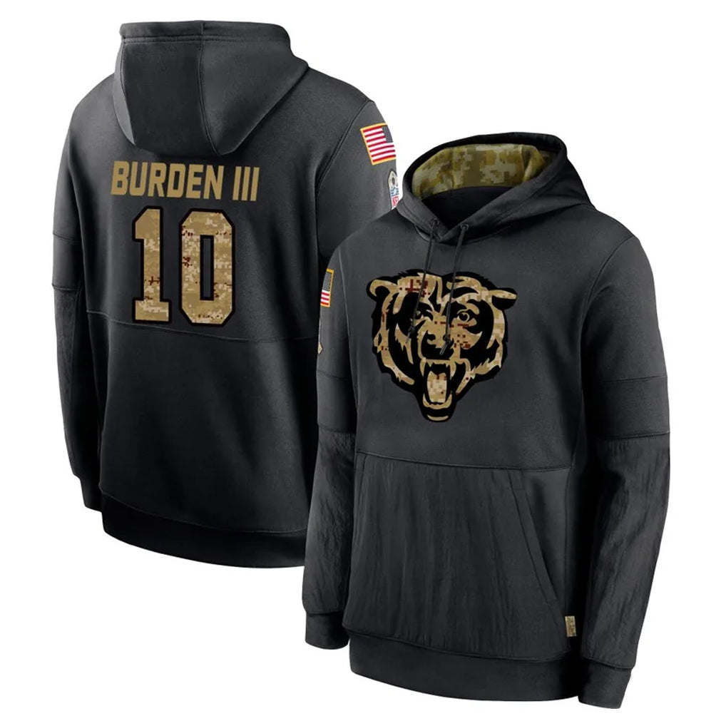tocy C.Bears #10 Luther Burden III Player Black Salute to Service Pullover Hoodies Limited Stitched Jerseys
