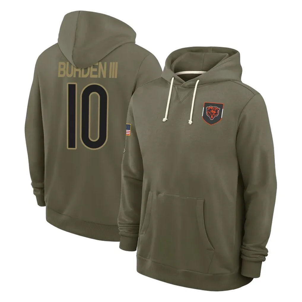 tocy C.Bears #10 Luther Burden III Player Olive Salute to Service Pullover Hoodies Limited Stitched Jerseys