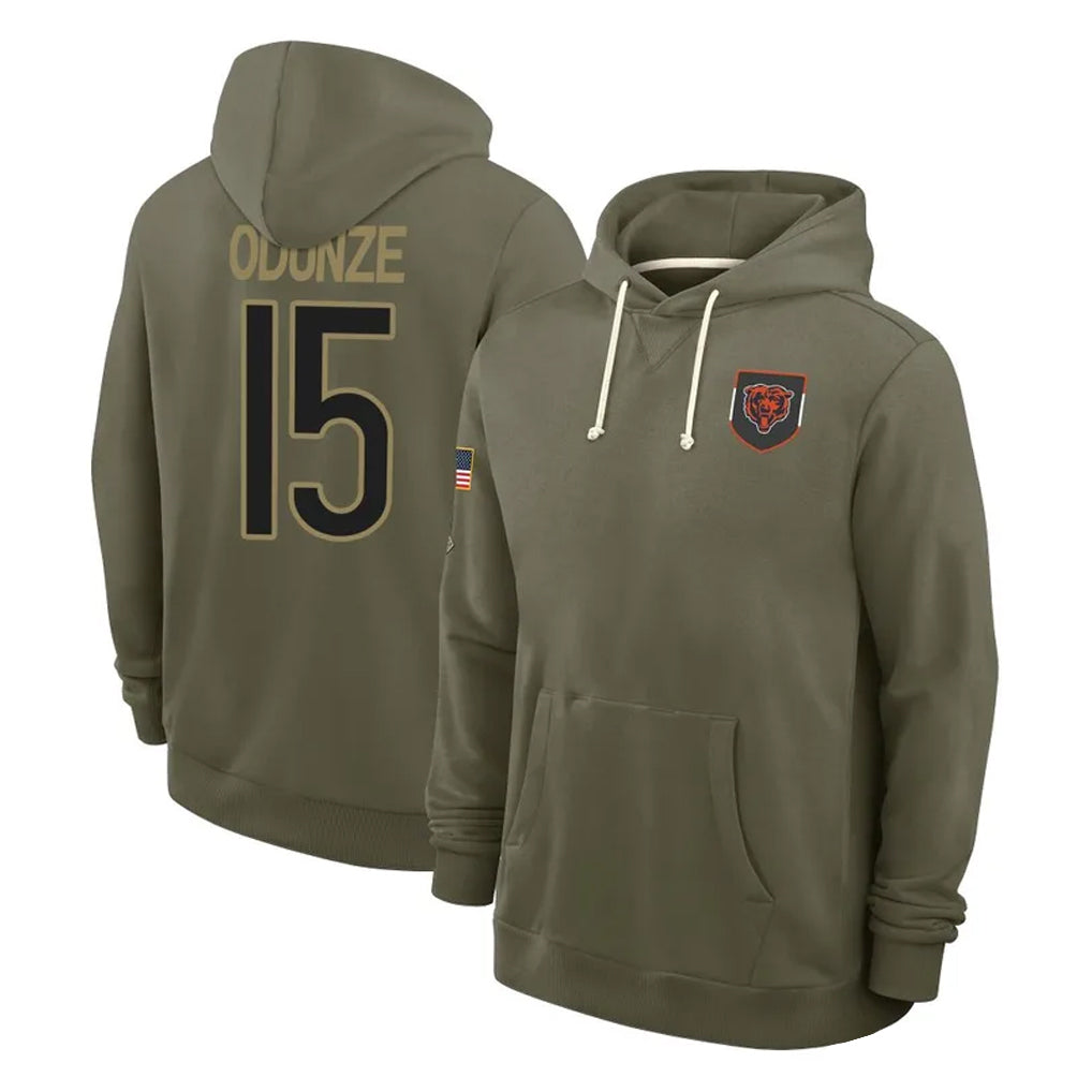 tocy C.Bears #15 Rome Odunze Player Olive Salute to Service Pullover Hoodies Limited Stitched Jerseys