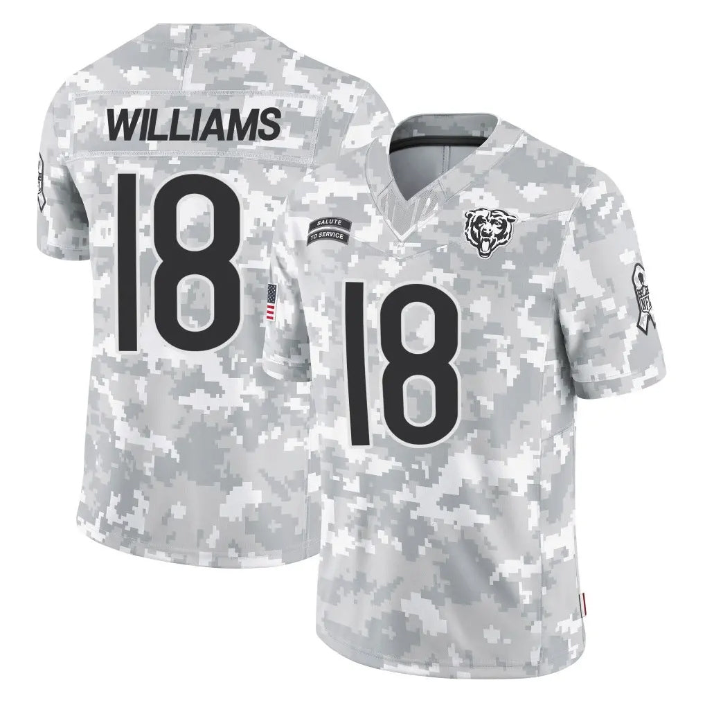 tocy C.Bears #18 Caleb Williams Player Arctic Camo Salute to Service Limited Stitched Jerseys