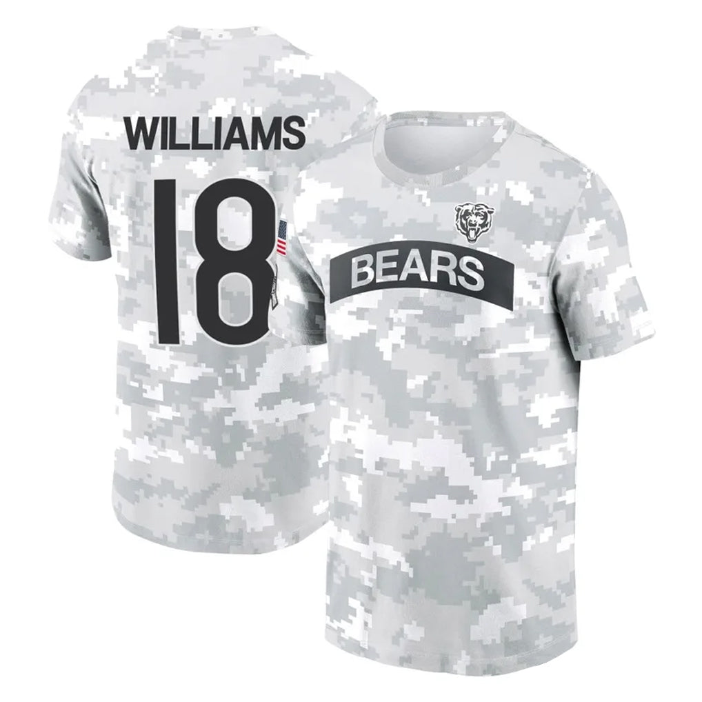 tocy C.Bears #18 Caleb Williams Player Arctic Camo Salute to Service Performance T-Shirt Limited Stitched Jerseys