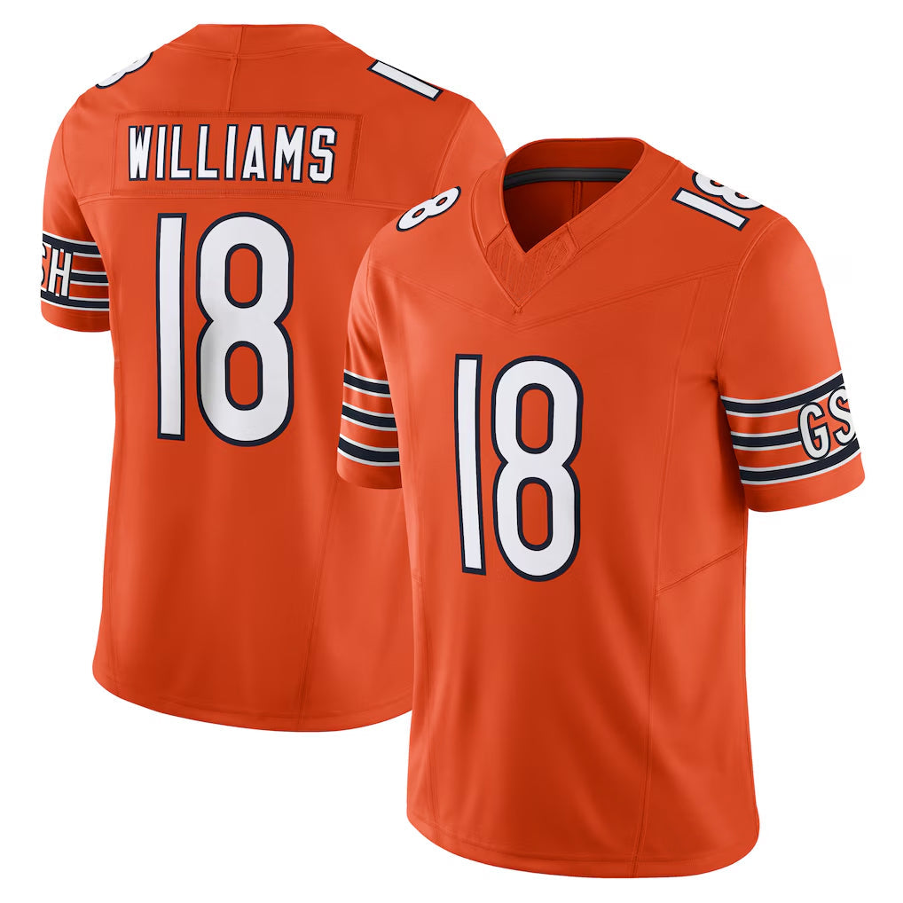 tocy C.Bears #18 Caleb Williams Player Orange Vapor F.U.S.E. Limited Home Game Stitched Jerseys