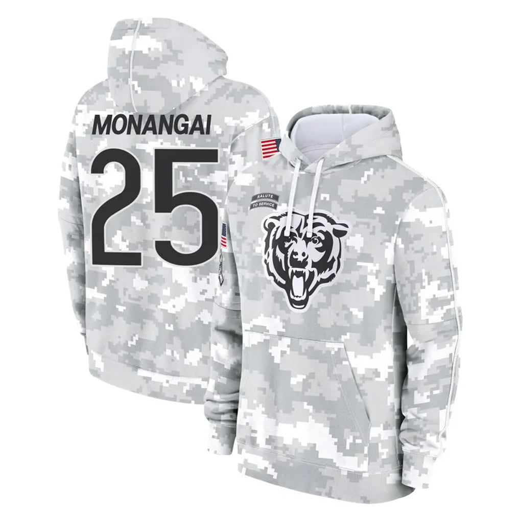 tocy C.Bears #25 Kyle Monangai Player Arctic Camo Salute to Service Pullover Hoodies Limited Stitched Jerseys