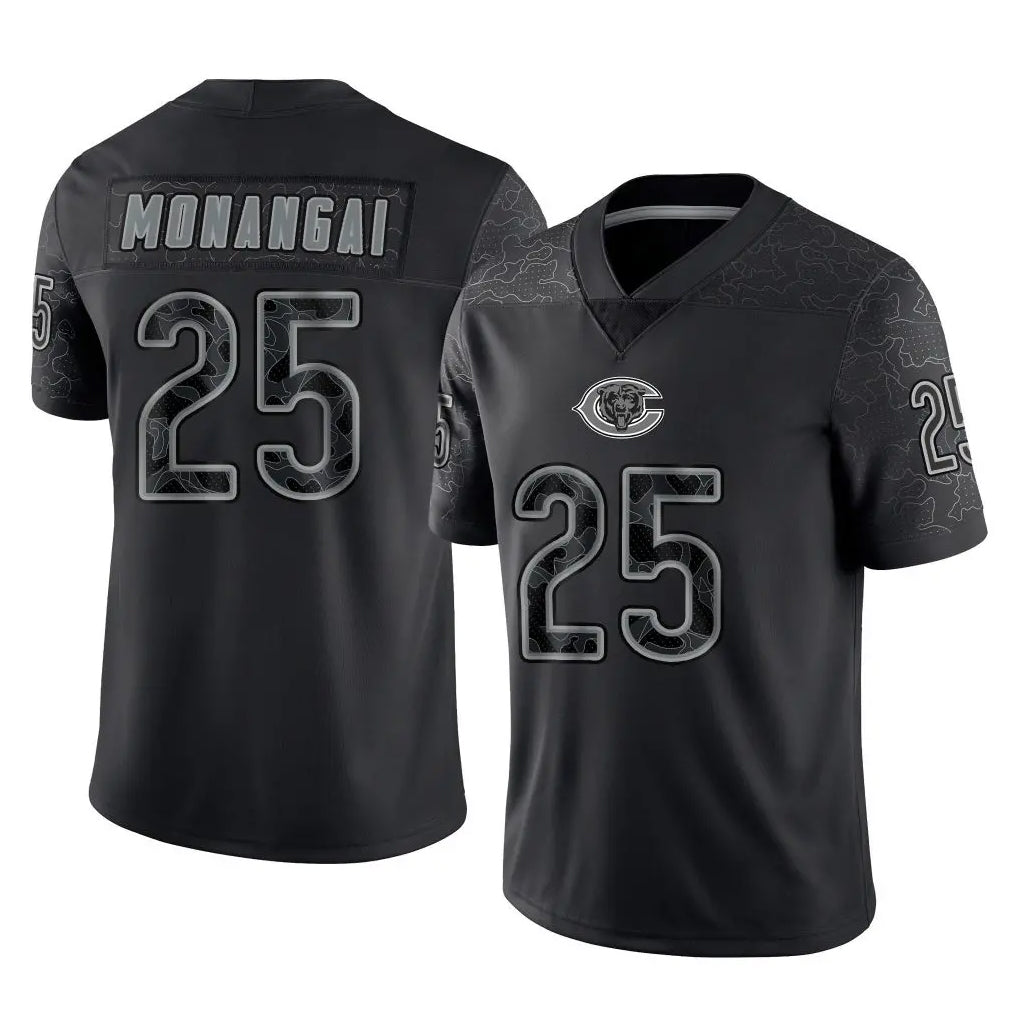 tocy C.Bears #25 Kyle Monangai Player Black REFLECTIVE Limited Game Stitched Jerseys