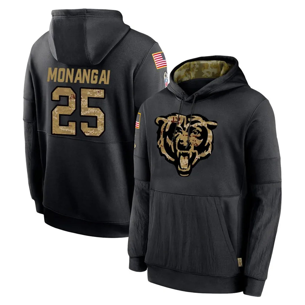 tocy C.Bears #25 Kyle Monangai Player Black Salute to Service Pullover Hoodies Limited Stitched Jerseys