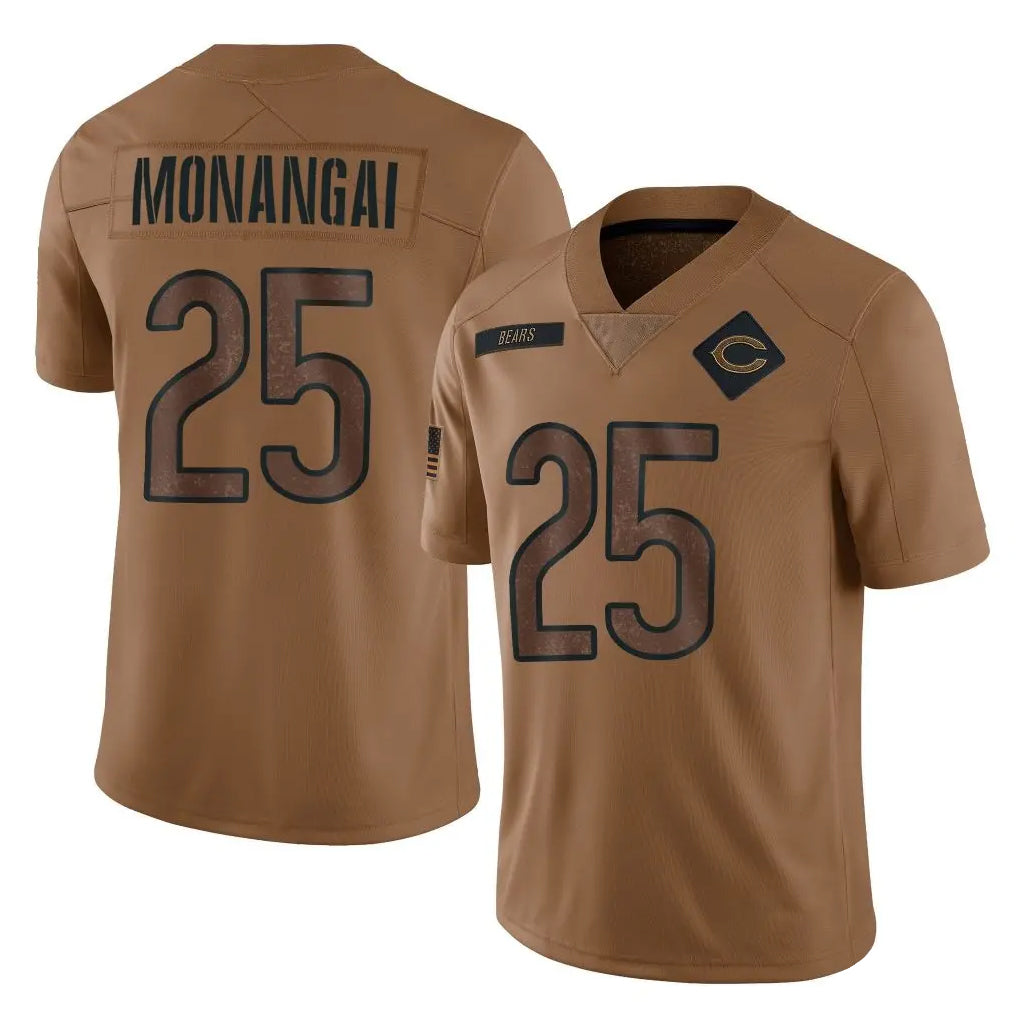 tocy C.Bears #25 Kyle Monangai Player Brown Salute to Service Limited Stitched Jerseys