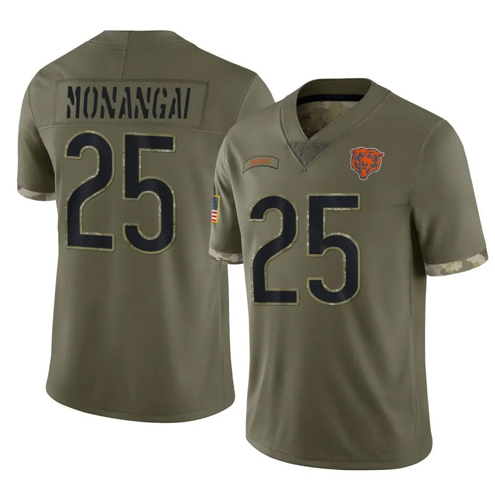 tocy C.Bears #25 Kyle Monangai Player Olive Salute to Service Limited Game Stitched Jerseys