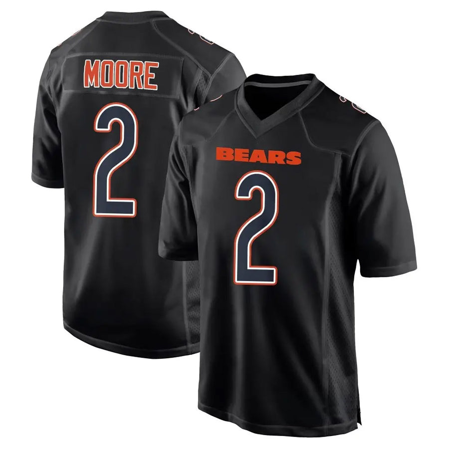tocy C.Bears #2 D.J. Moore Player Black Carbon Fashion Stitched Jerseys