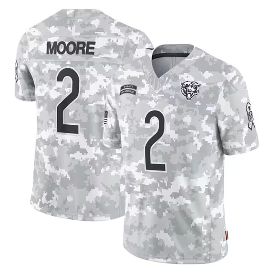 tocy C.Bears #2 D.J. Moore Player White Arctic Camo Salute to Service Limited Stitched Jerseys