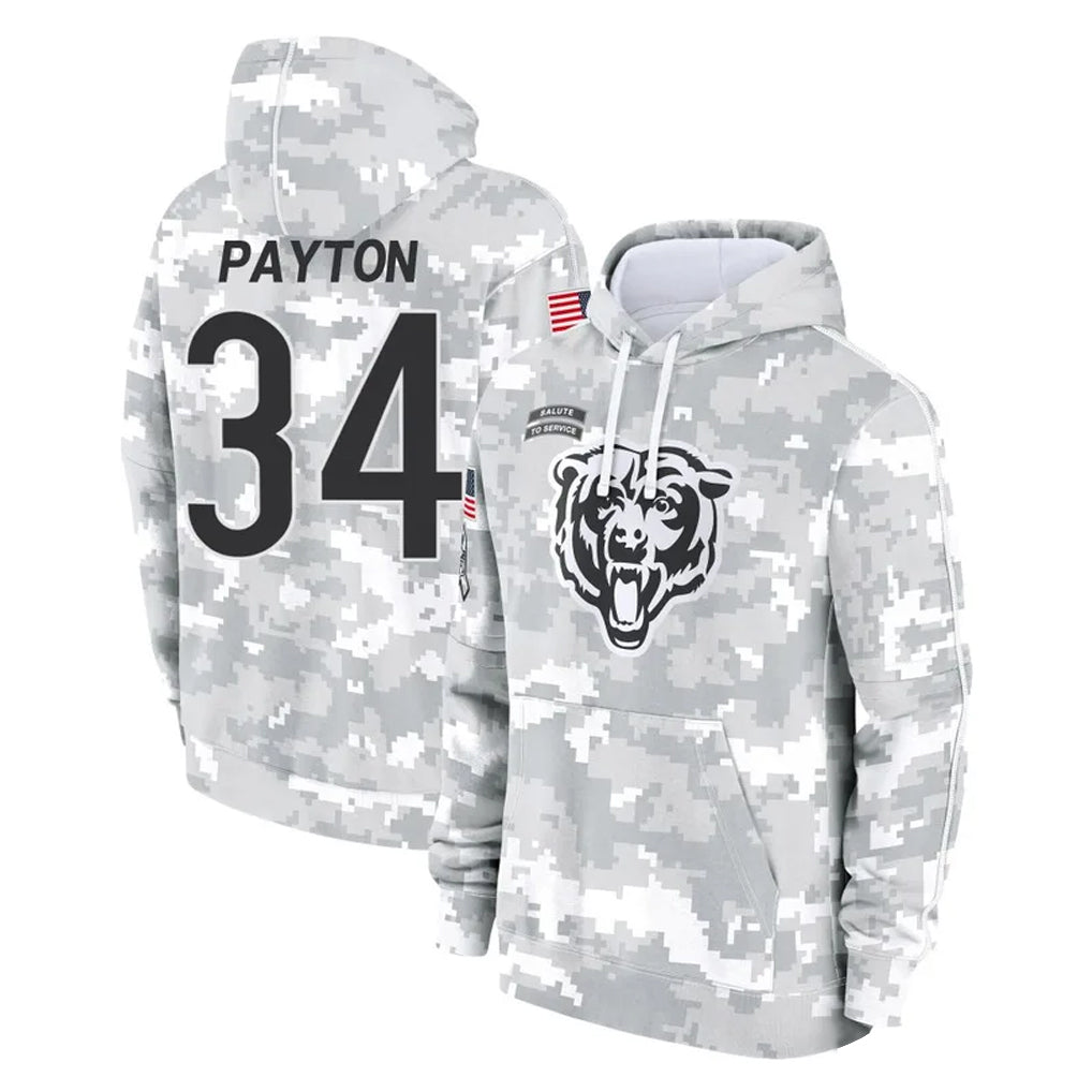 tocy C.Bears #34 Walter Payton Player Arctic Camo Salute to Service Pullover Hoodies Limited Stitched Jerseys