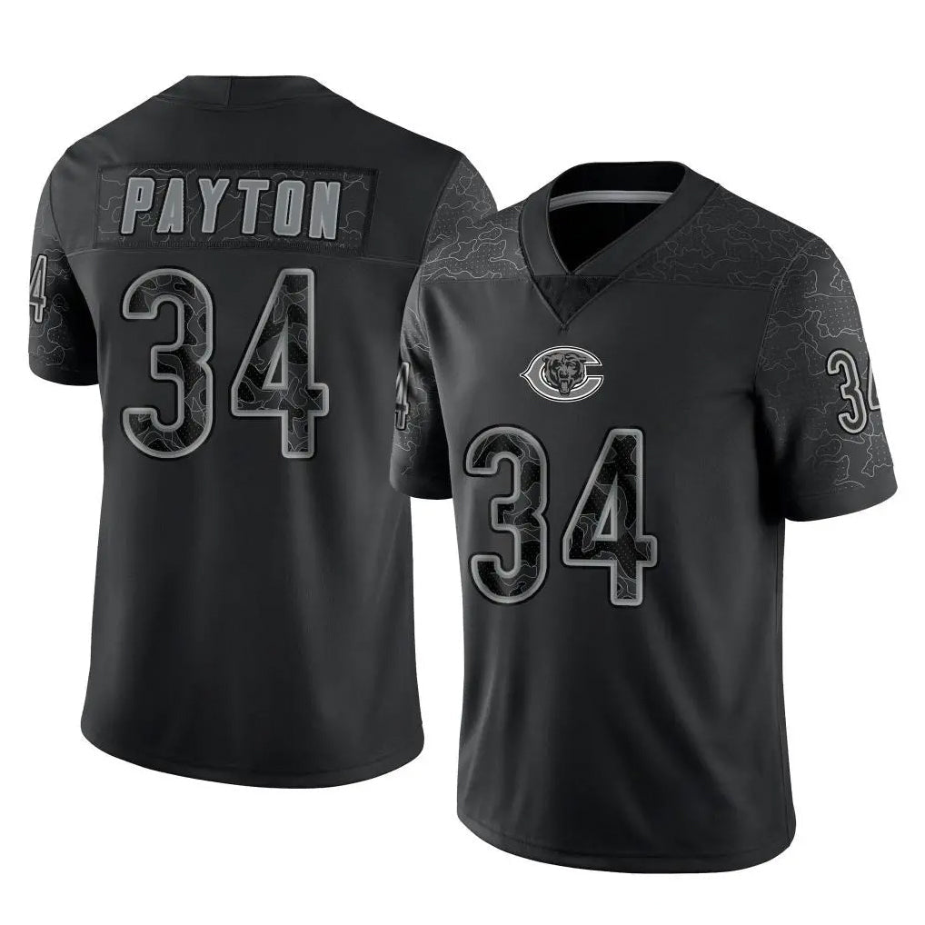 tocy C.Bears #34 Walter Payton Player Black REFLECTIVE Limited Game Stitched Jerseys