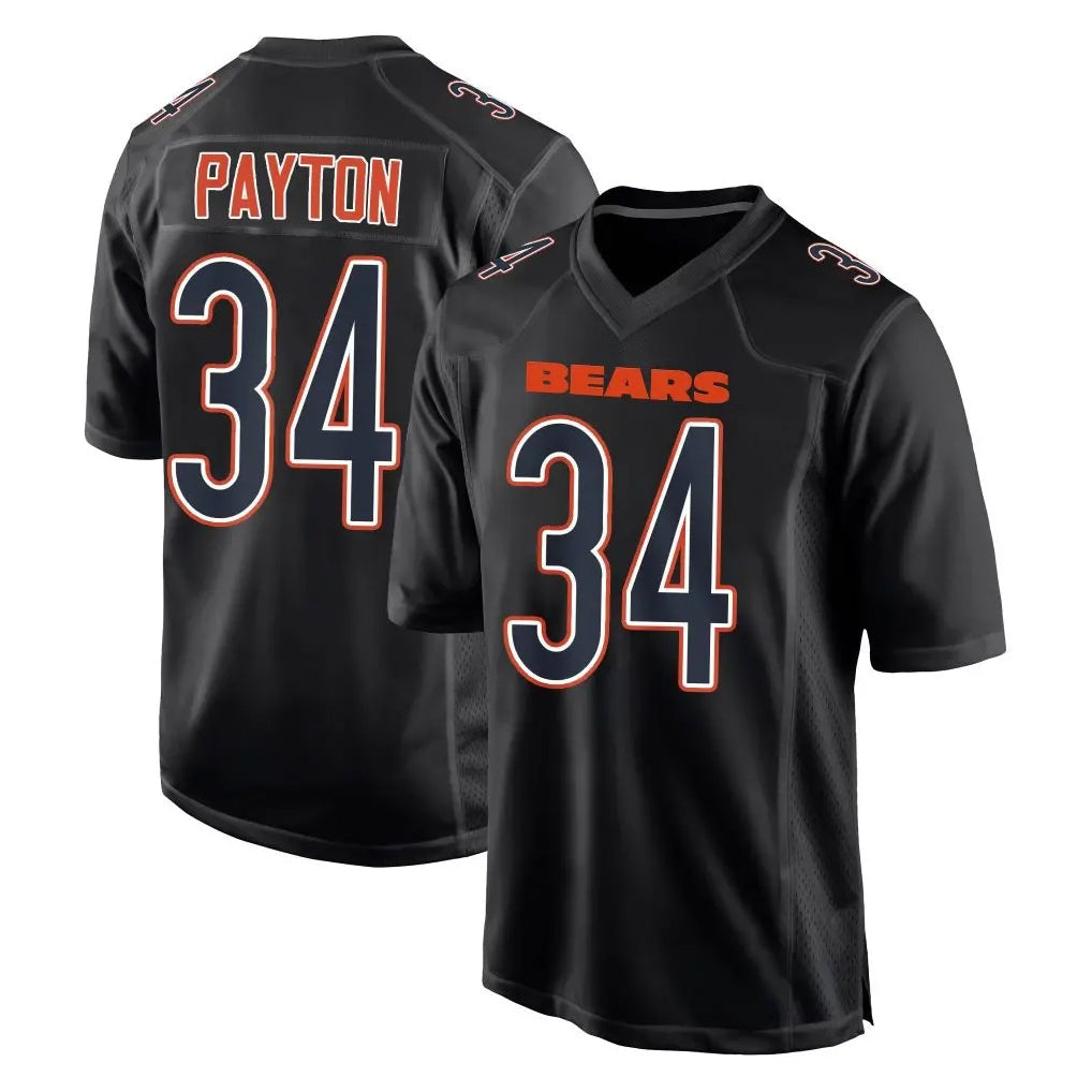 tocy C.Bears #34 Walter Payton Player Carbon Black Fashion Game Stitched Jerseys