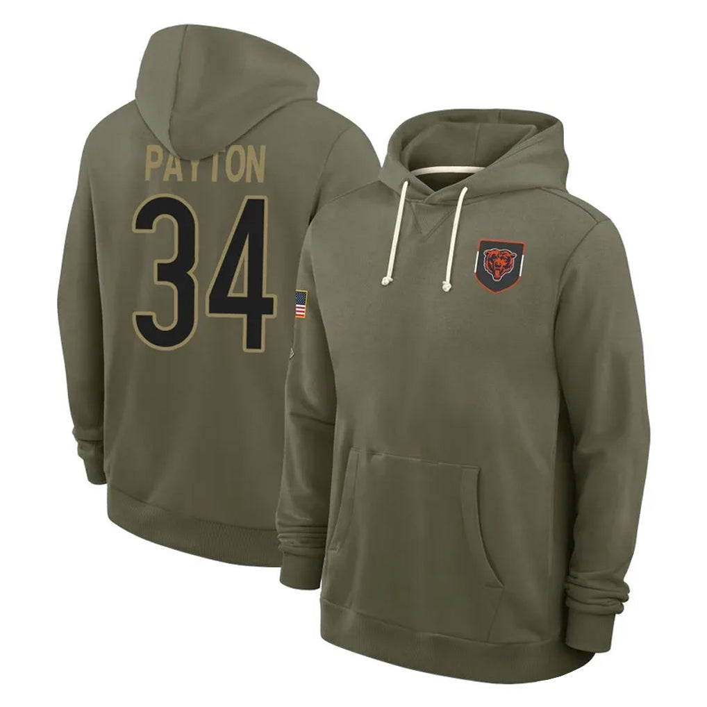 tocy C.Bears #34 Walter Payton Player Olive Salute to Service Pullover Hoodies Limited Stitched Jerseys