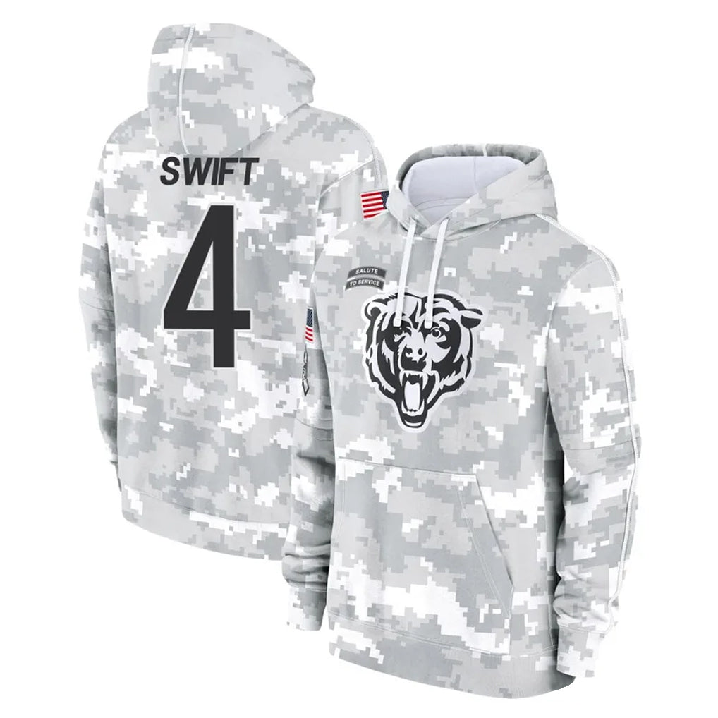 tocy C.Bears #4 D'Andre Swift Player Arctic Camo Salute to Service Pullover Hoodies Limited Stitched Jerseys
