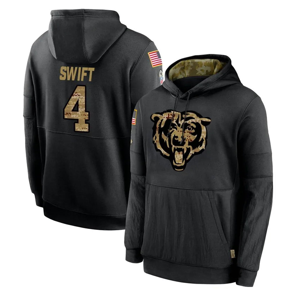 tocy C.Bears #4 D'Andre Swift Player Black Salute to Service Pullover Hoodies Limited Stitched Jerseys