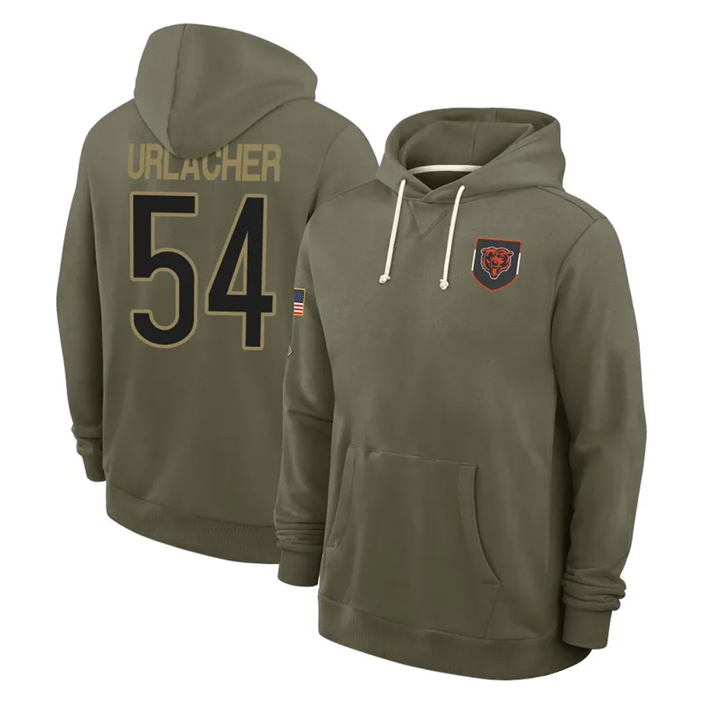 tocy C.Bears #54 Brian Urlacher Player Olive Salute to Service Pullover Hoodies Limited Stitched Jerseys
