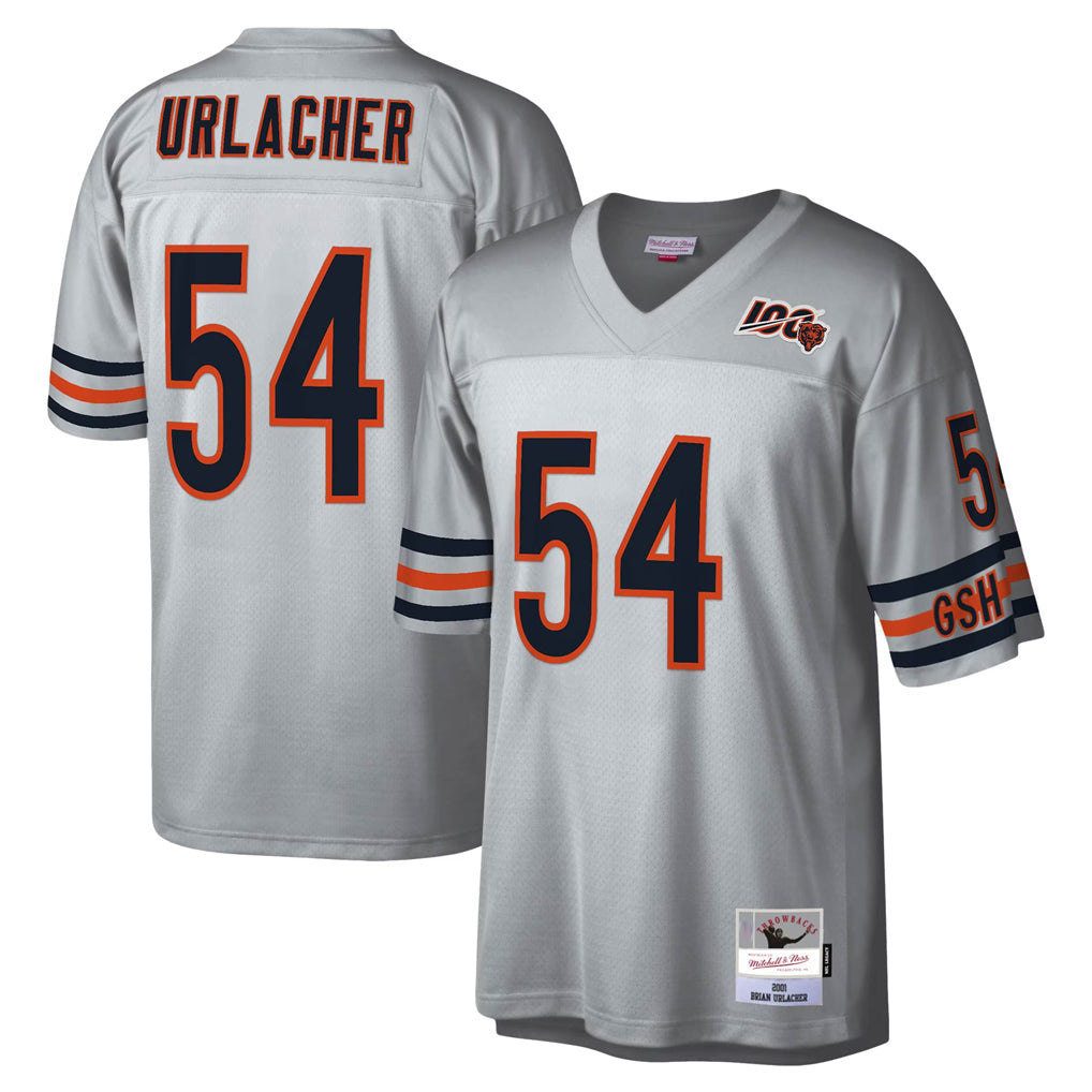 tocy C.Bears #54 Brian Urlacher Player Silver Mitchell & Ness Legacy Replica Stitched Jerseys