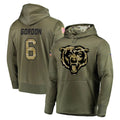 tocy C.Bears #6 Kyler Gordon Player Olive Salute to Service Pullover Hoodies Home Game Stitched Jerseys
