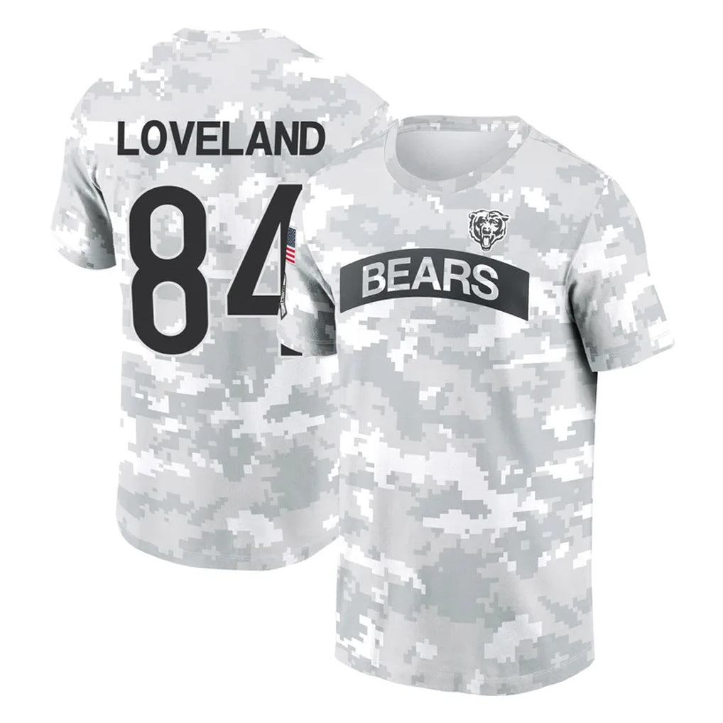 tocy C.Bears #84 Colston Loveland Player Arctic Camo Salute to Service Performance T-Shirt Limited Stitched Jerseys