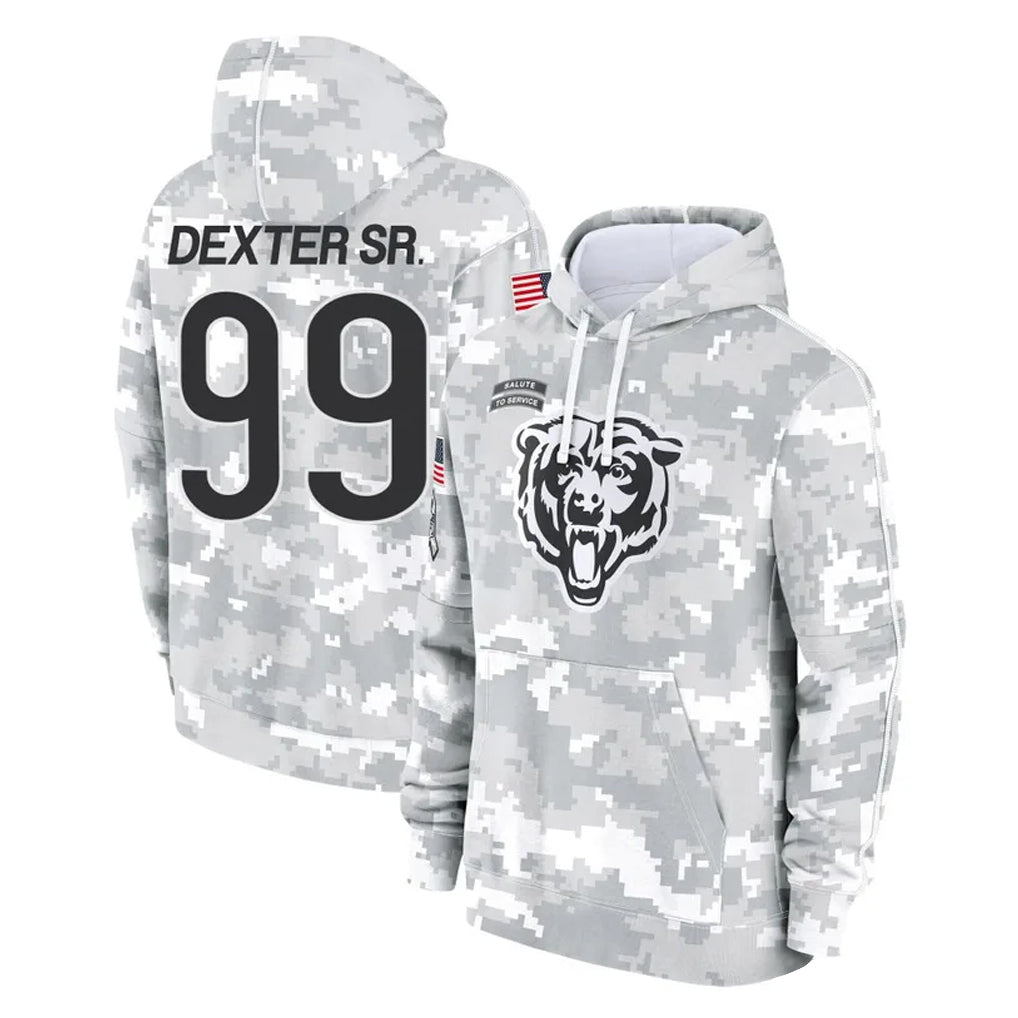 tocy C.Bears #99 Gervon Dexter Sr. Player Arctic Camo Salute to Service Pullover Hoodies Limited Stitched Jerseys