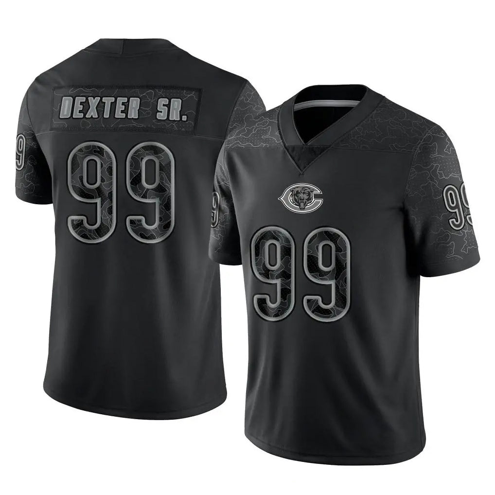 tocy C.Bears #99 Gervon Dexter Sr. Player Black REFLECTIVE Limited Game Stitched Jerseys