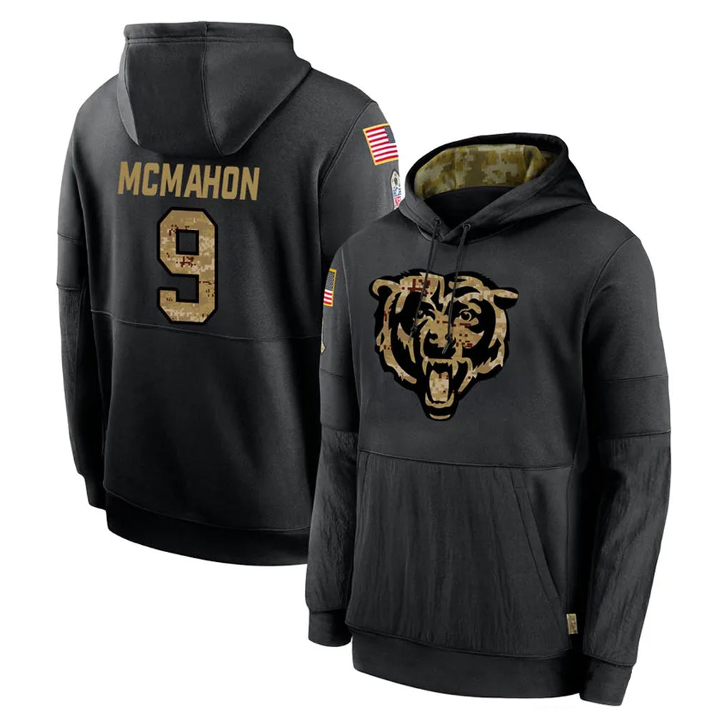 tocy C.Bears #9 Jim McMahon Player Black Salute to Service Pullover Hoodies Limited Stitched Jerseys