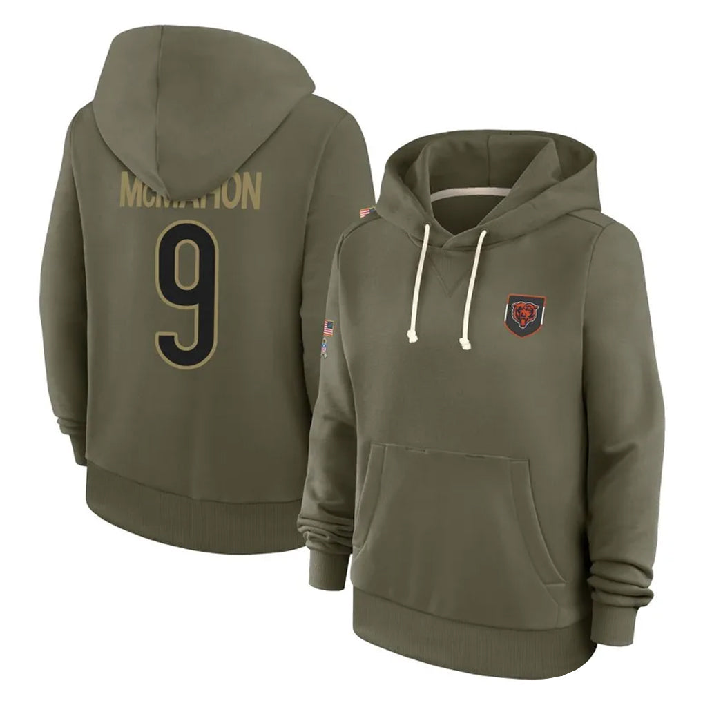 tocy C.Bears #9 Jim McMahon Player Olive Salute to Service Pullover Hoodies Limited Stitched Jerseys