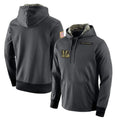 tocy C.Bengals Anthracite Salute to Service Player Performance Hoodie Blank Player Stitched Jerseys