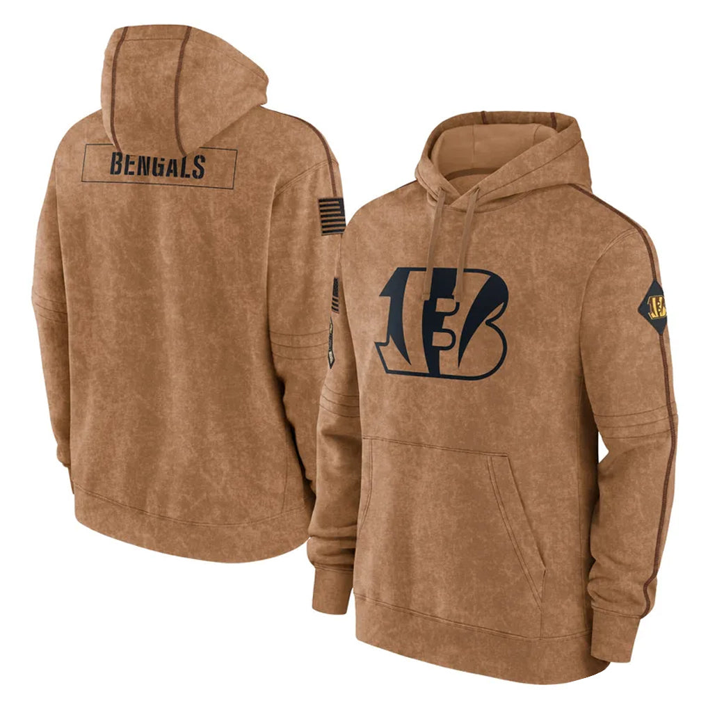 tocy C.Bengals Brown Salute to Service Pullover Hoodie Limited Blank Player Stitched Jerseys